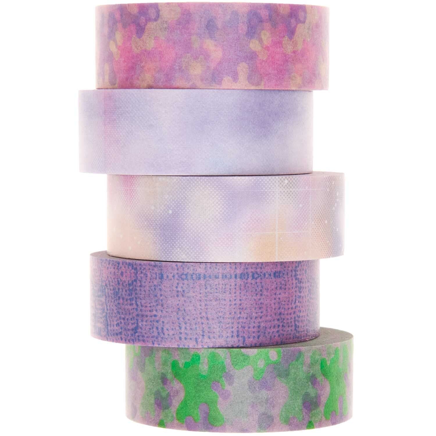 Rico Design Washi Tape – 15 mm × 10 m, mehrfarbig, Papier, wiederablösbar, 5 Rollen