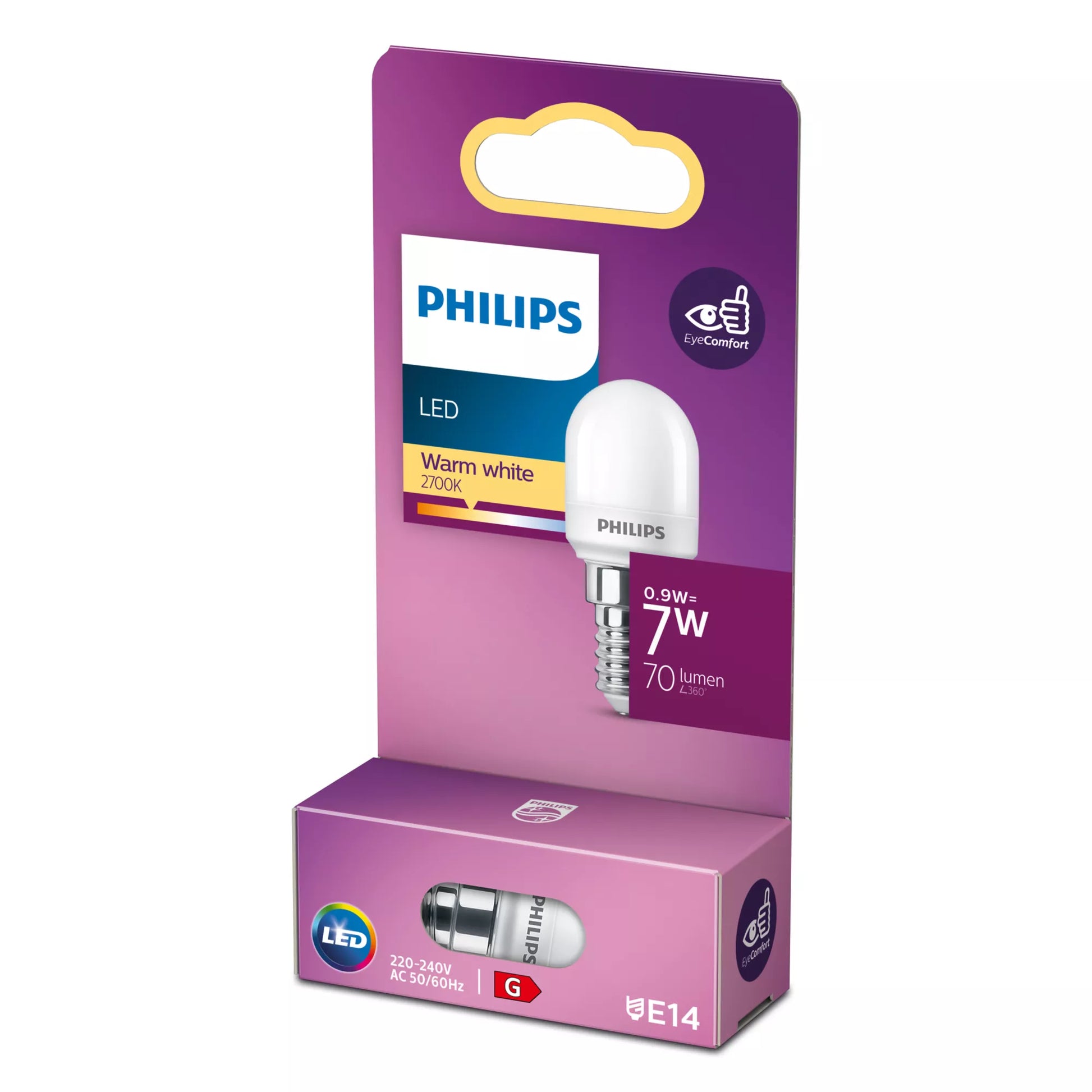 Philips by Signify Philips LED-Leuchtmittel E14 T25 – Warmweiss 2700 K, 70 lm, 0,9 W – 1 Stk., Matt/Glas