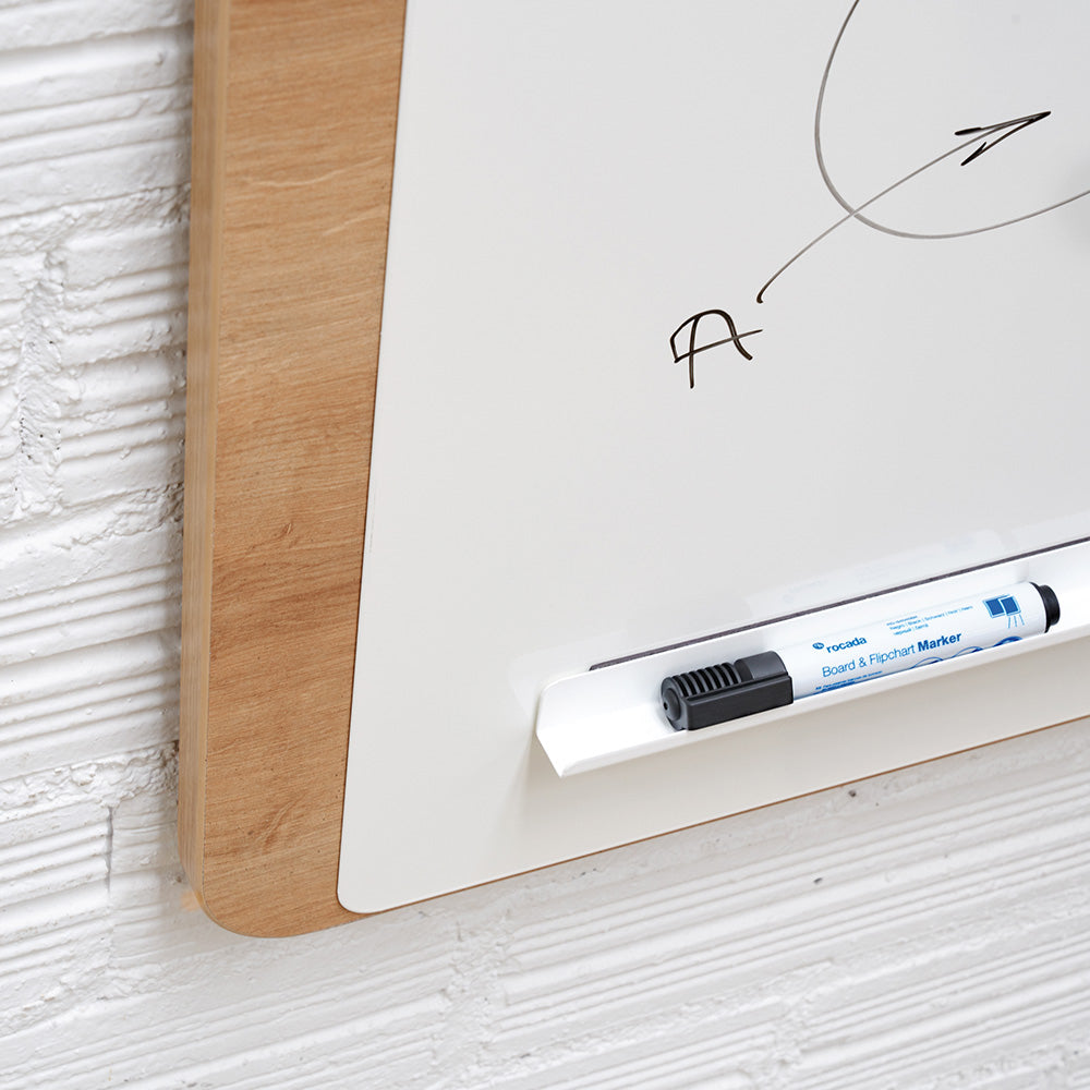 Rocada Whiteboard – 150 × 100 cm, lackierter Stahl, magnetisch, Holzrahmen, Eiche