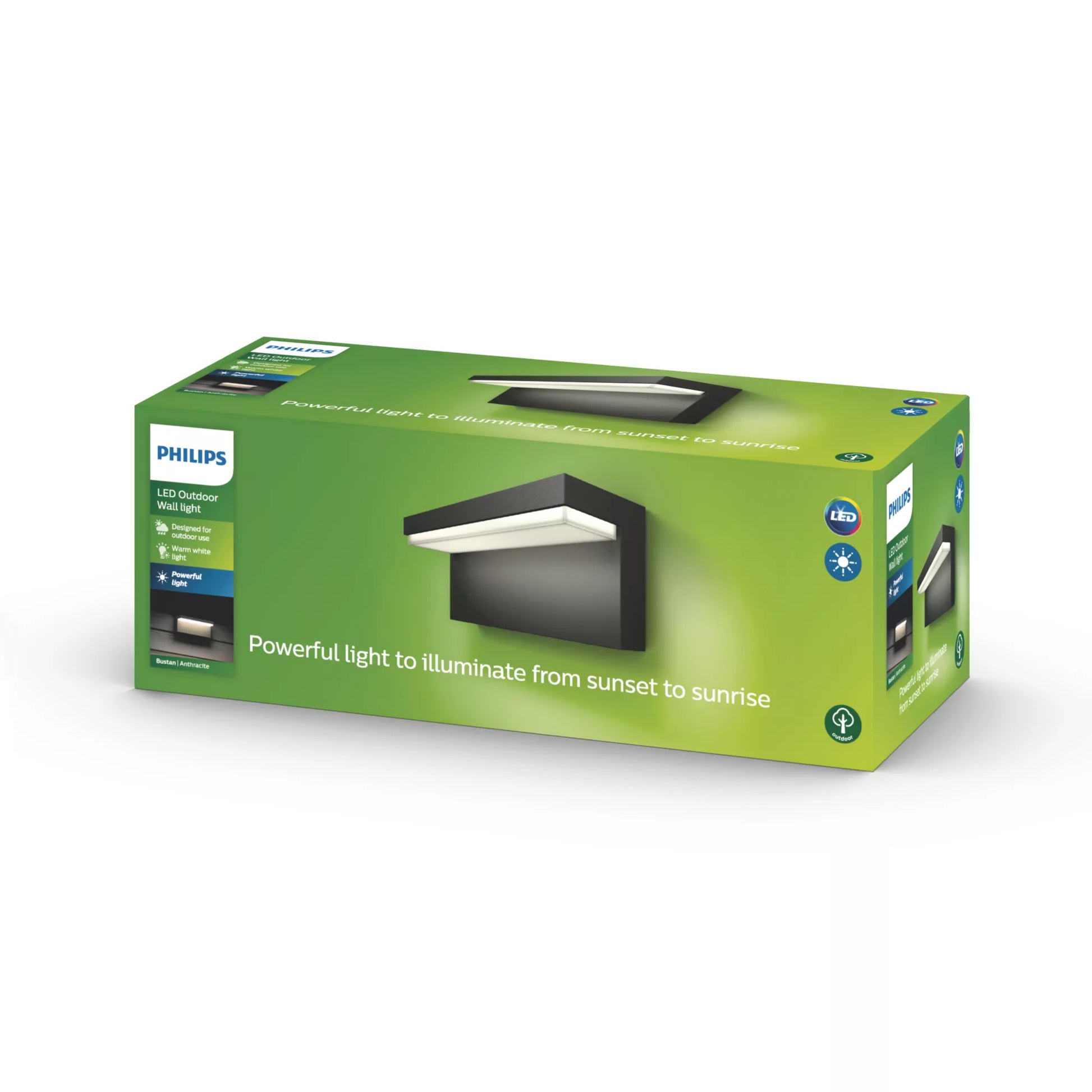 Philips by Signify Philips Aussenwandleuchte – 1 000 lm, 9 W – Warmweiss, 2700 K – IP44 – Netzbetrieb – Anthrazit – Aluminium