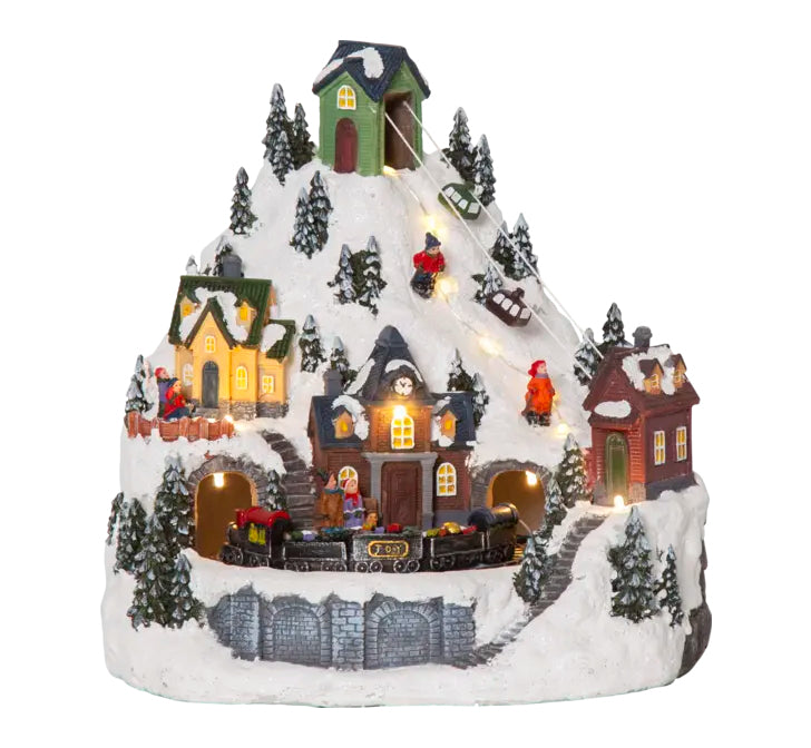 Star Trading Dekorationsfigur Alpville – 24,5 × 23,5 × 21 cm, 0,44 W, Warmweiss, Mehrfarbig, Timer 6/18 h, Batterie