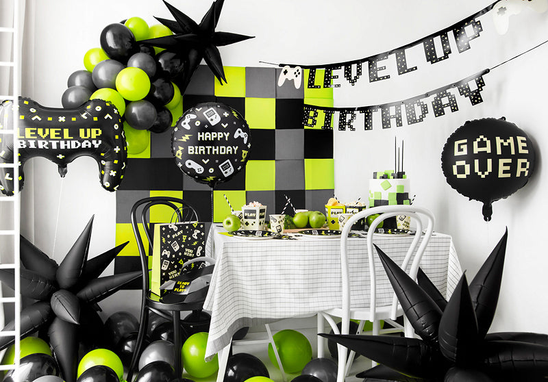PartyDeco Folienballon Kinderparty – Schwarz – 35 × 35 cm – 1 Stk