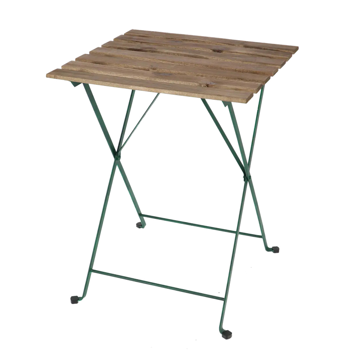 Esschert Design Bistro-Set – Grün – Metall, Holz – Tisch 60 × 60 × 71,5 cm – klappbarer Tisch