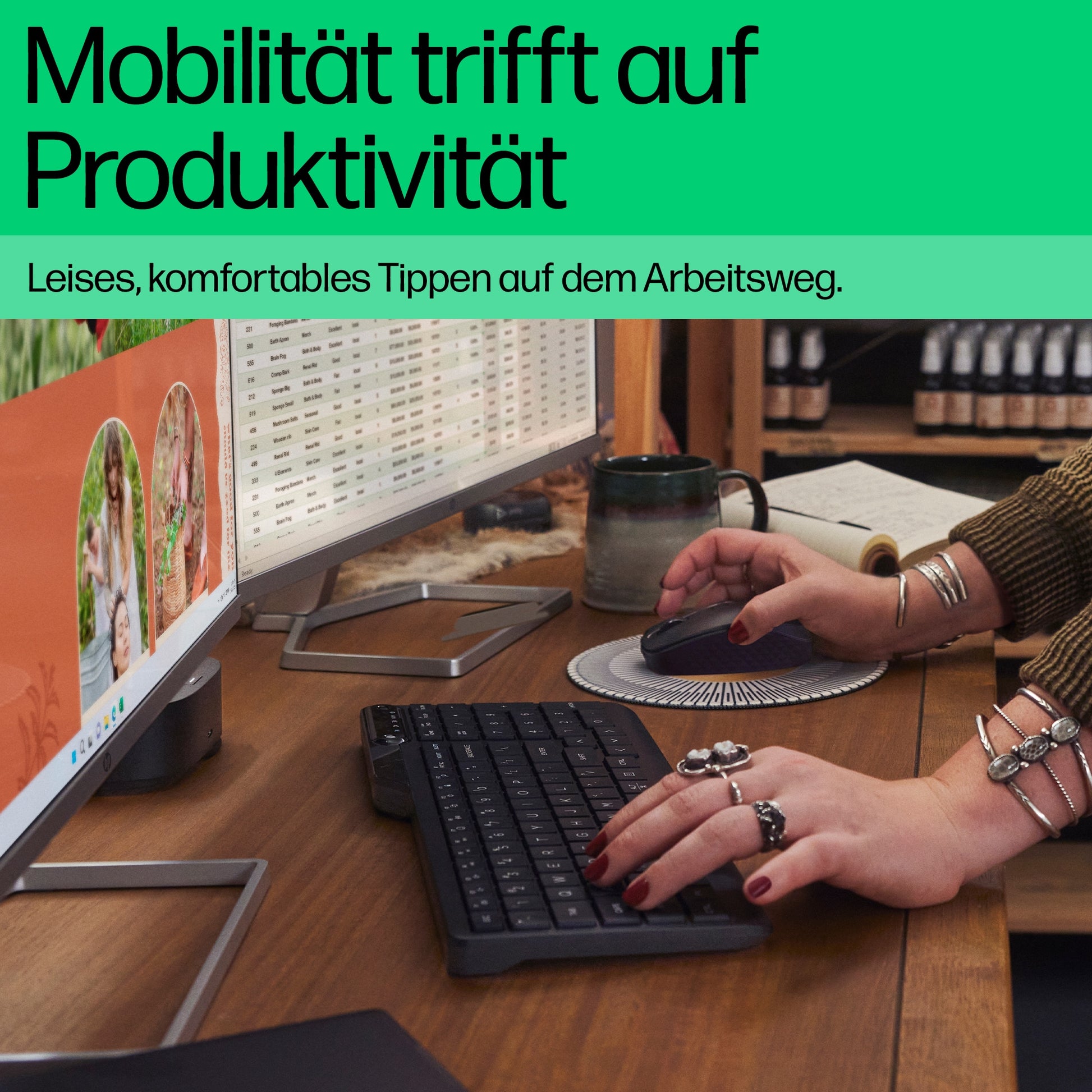 HP 475 – Tastatur, kabellos (Bluetooth/2,4 GHz), CH-Layout (DE-CH), Fullsize (mit Ziffernblock), Schwarz