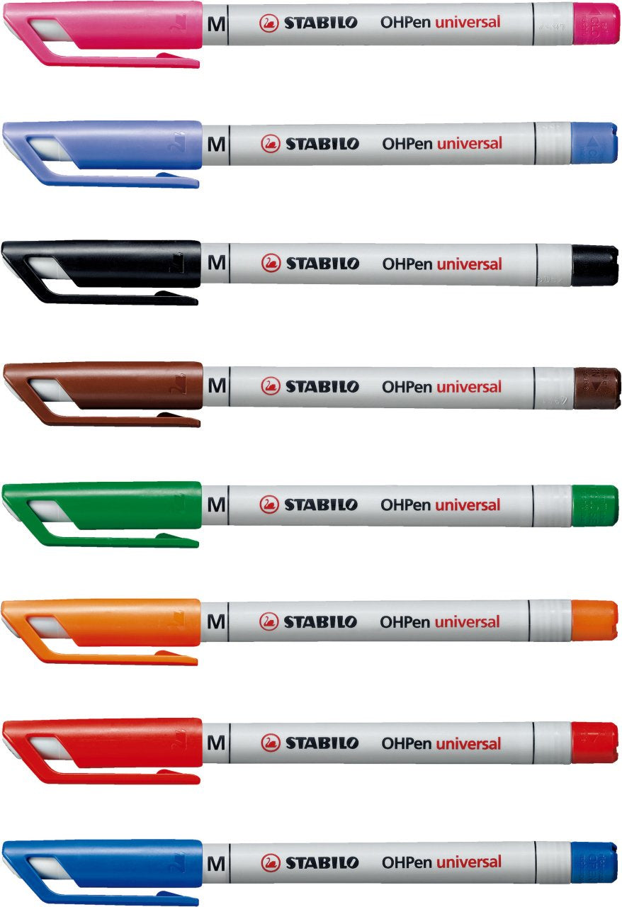 STABILO OHPen OHP-Marker – schwarz, 10 Stk., feucht abwischbar – für Folien & glatte Oberflächen