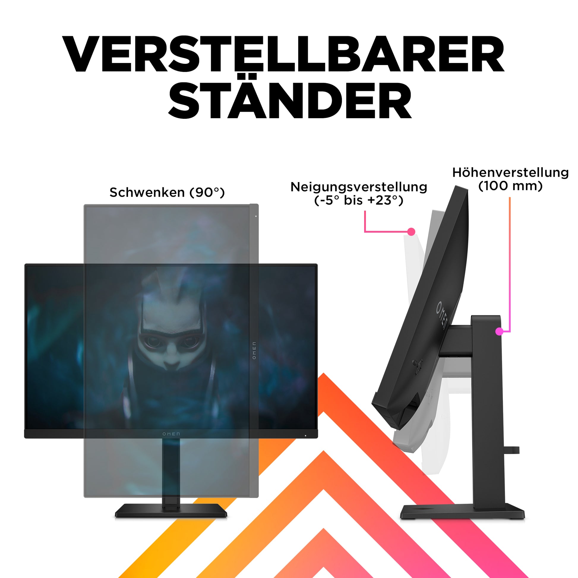 HP Monitor, 23,8", IPS, 165 Hz, 300 cd/m², AMD FreeSync Premium, VESA 100 × 100, Schwarz