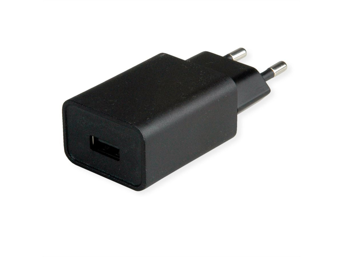VALUE USB-Ladegerät 12 W – USB-A×1 – EU-Stecker (Typ C) – Schwarz