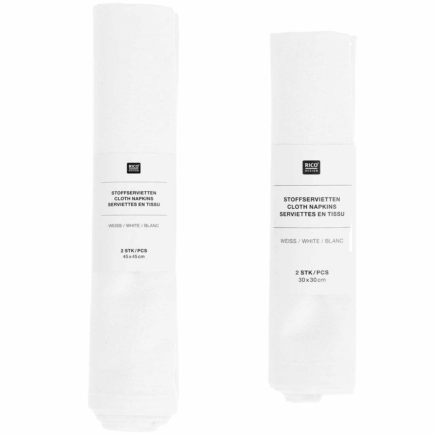 Rico Design Stoffserviette Weiss – 30 × 30 cm, Baumwolle – 2-er-Set