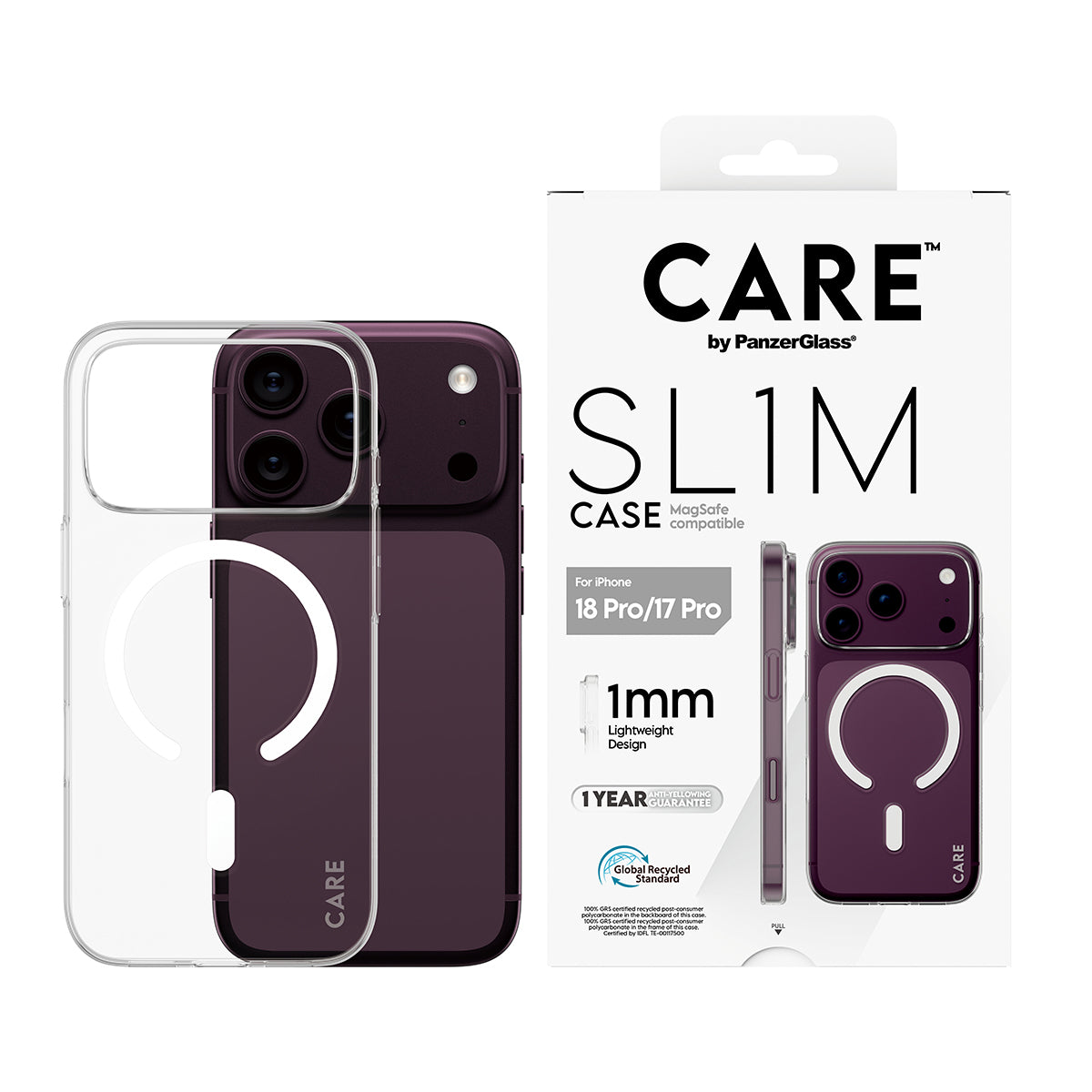 PanzerGlass CARE SL1M Backcover – für Apple iPhone 18 Pro, iPhone 17 Pro, MagSafe, PC, Transparent