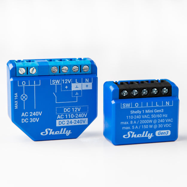 Shelly 1 Mini Gen3 – Zubehör – Relais, WLAN, Bluetooth, 8 A – für Amazon Alexa, Google Assistant