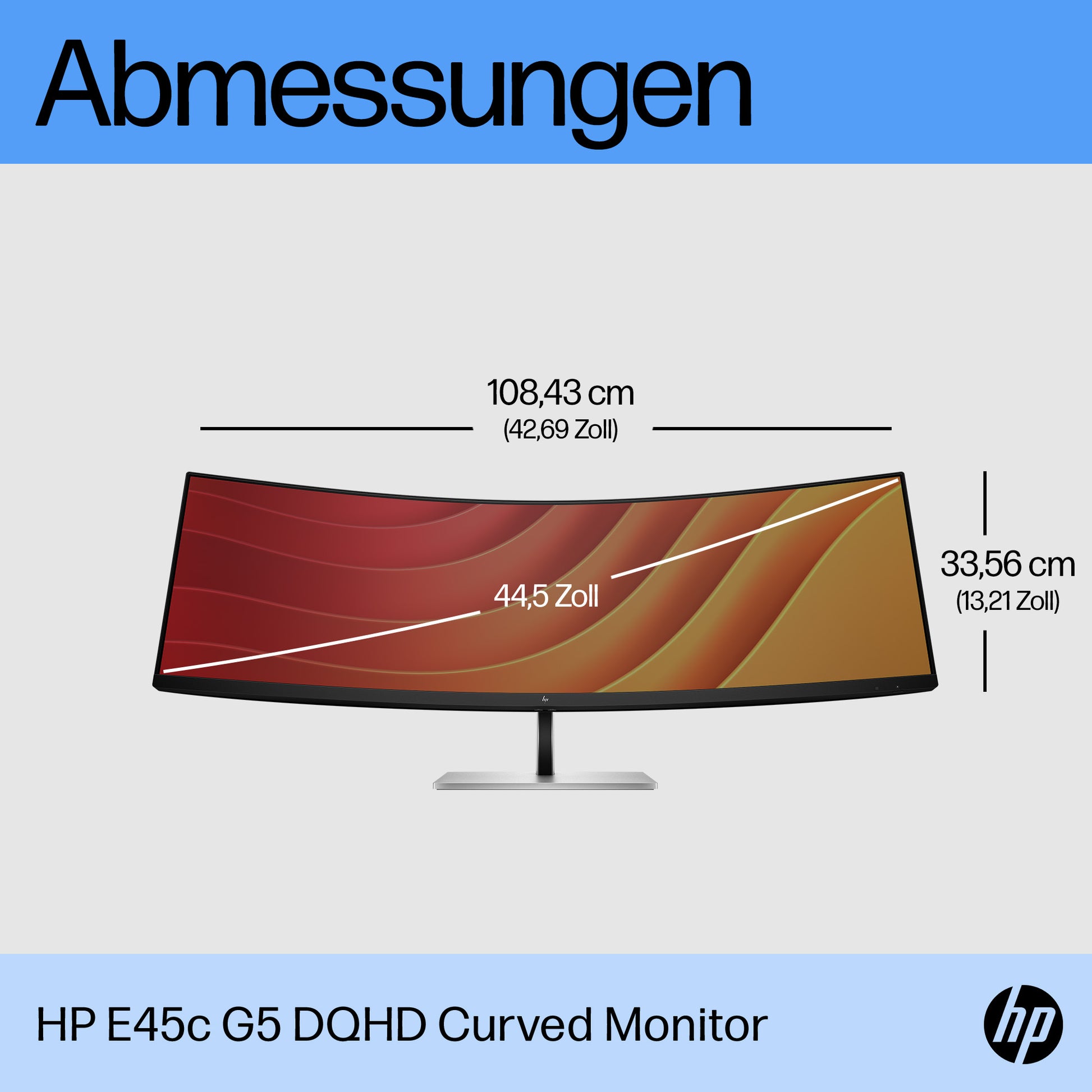 HP E45C G5 – Monitor, 44,5", 5120 × 1440 (Dual QHD), VA, 165 Hz, 400 cd/m², Gebogen, USB-C