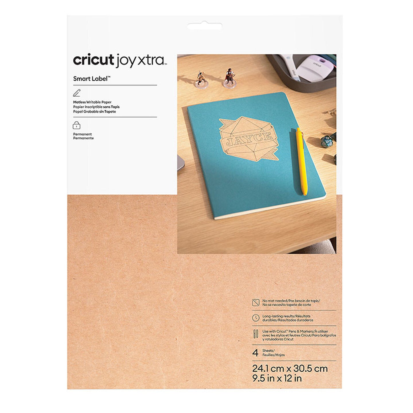 Cricut Stickerpapier, Braun, 4 Bögen, 21 × 30,5 cm, für Joy Xtra