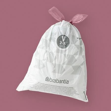 Brabantia Kehrichtsack PerfectFit V – 3 l, mit Zugband, PE, weiss, 235 × 290 mm, 40 Stk