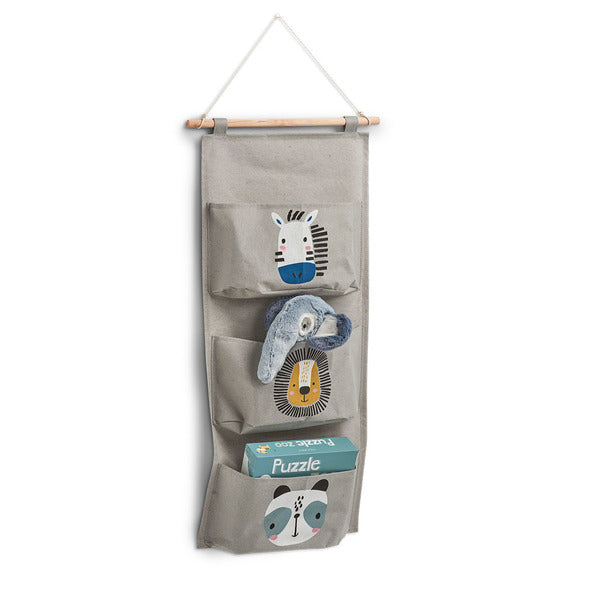 Zeller Present Aufbewahrungskorb – Baumwolle/Polyester/Holz – Grau – 3 Fächer, mit Seil