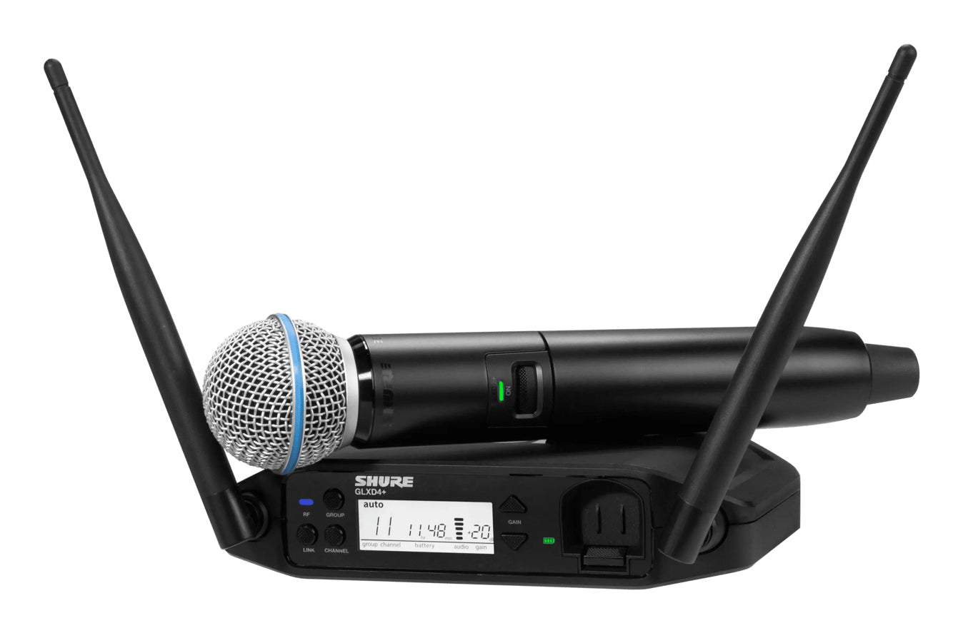Shure GLXD24+E BETA 87A Bühnenmikrofon – XLR, 6,35 mm Klinke, Kabellos, Superniere, 5'725–5'875 MHz