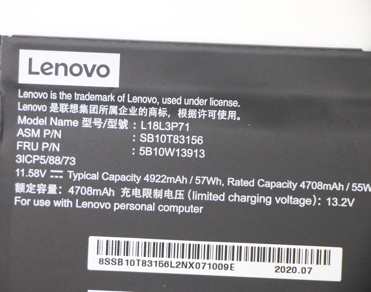 Lenovo Notebook-Akku – für Lenovo ThinkPad – 57 Wh, 11,58 V (3 Zellen) – Schwarz