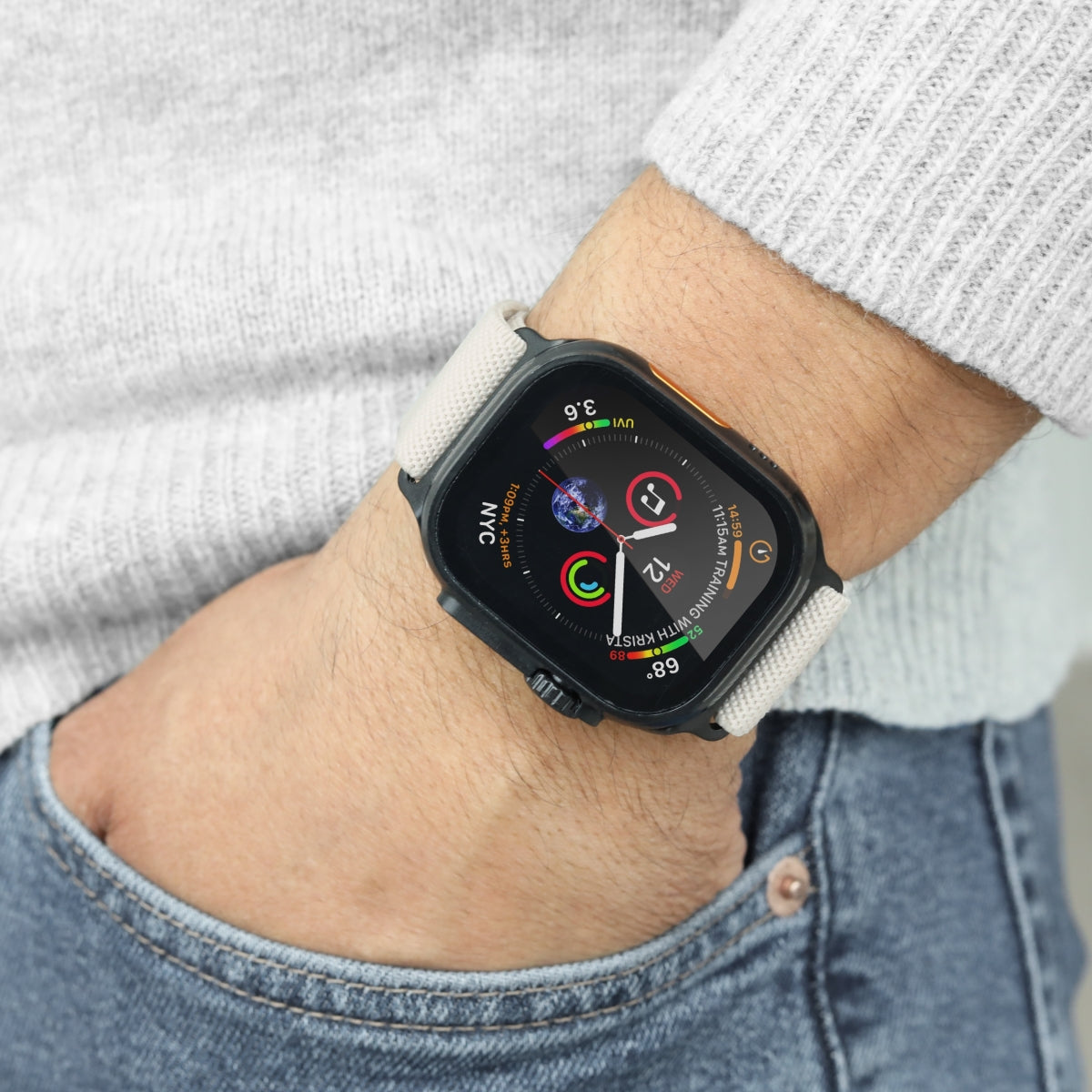 Vonmählen Classic Nylon Loop – Armband – für Apple Watch Ultra – Creme/Schwarz, One Size, Nylon