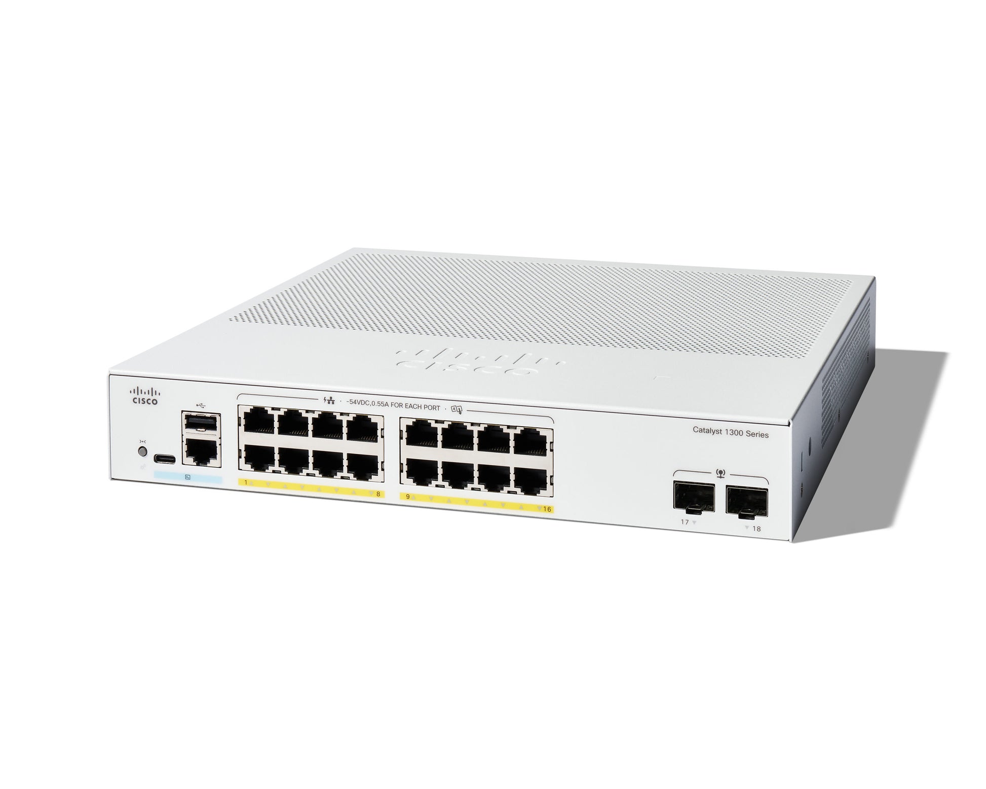 Cisco C1300-16P-2G – Managed Switch – 16×GbE, 2×SFP, L2/L3