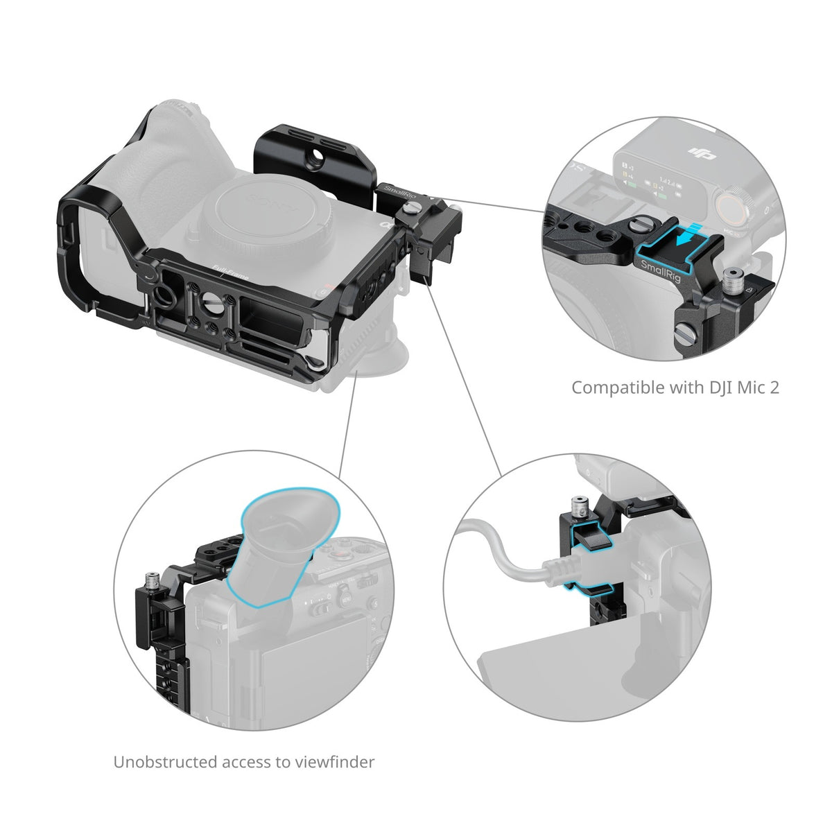 SmallRig 5587 Käfig – Aluminium, Edelstahl, 159,9 × 100,4 × 65,8 mm – für Sony FX2 – Schwarz