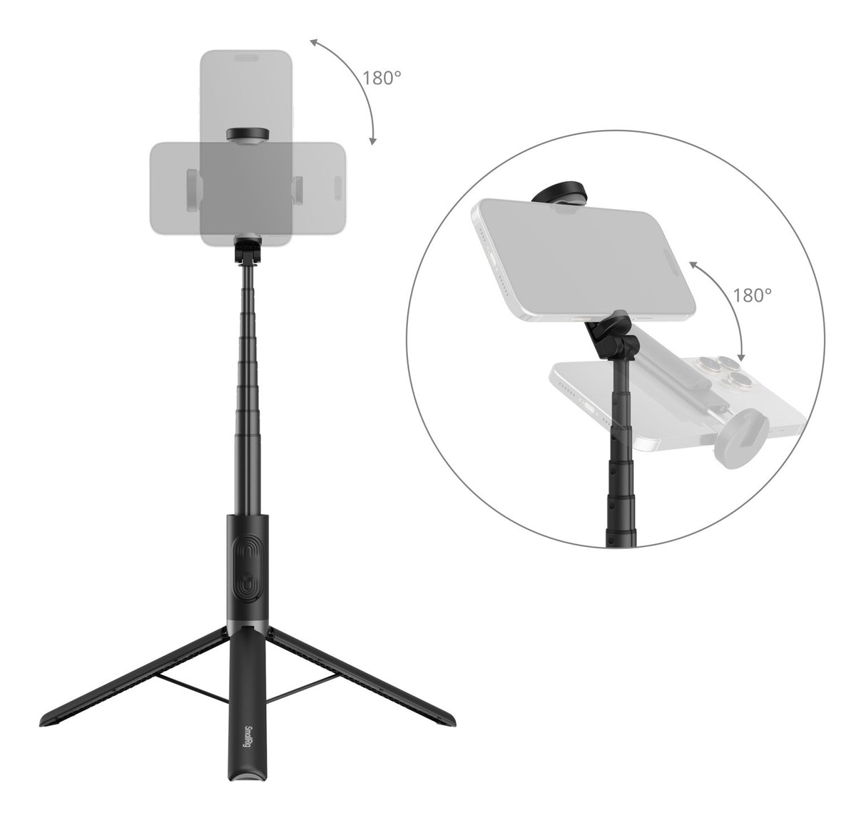 SmallRig ST30 Lite – Foto-/Video-Griff – 3-Bein-Stativ, 147 cm, Traglast 1 kg – für Smartphones – Schwarz