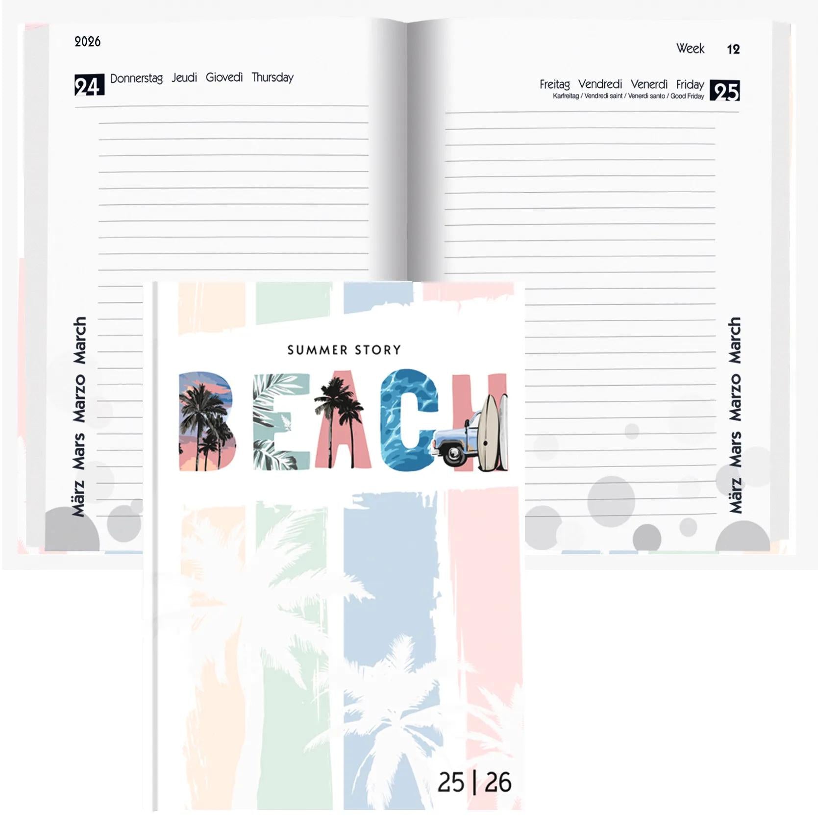Biella mydiary Schüleragenda – 1 Tag/Seite, gebunden, 12 × 16,5 cm, Aug–Jul, Summer, FSC
