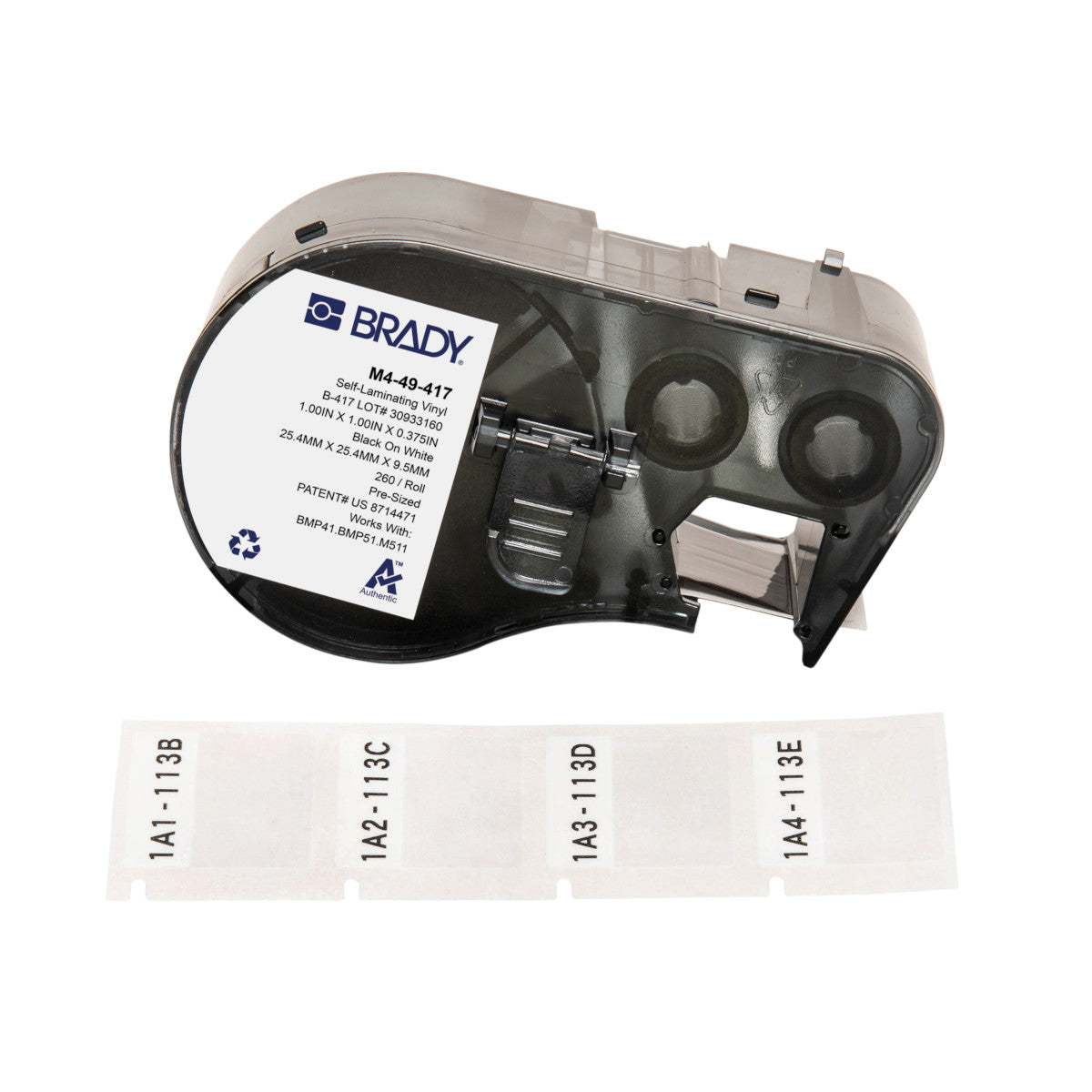 Brady M4-49-417 – Etiketten (Rolle) 25 × 25 mm – Thermotransfer – 260 Etiketten/Rolle – für BMP41/51/53/M511