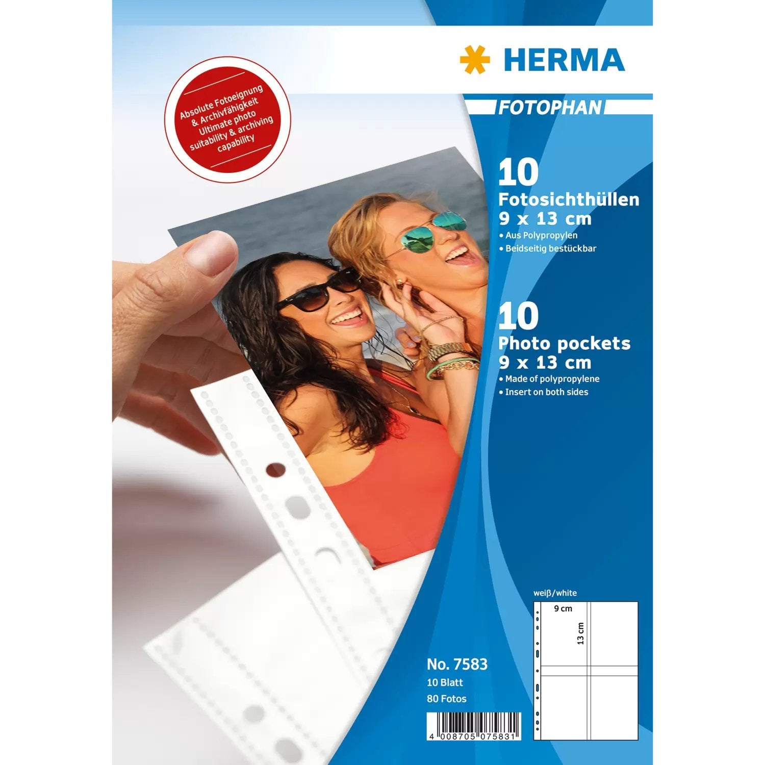 HERMA Sichtmappe 9 × 13 cm – transparent, Kunststoff, glänzend, 10er-Pack