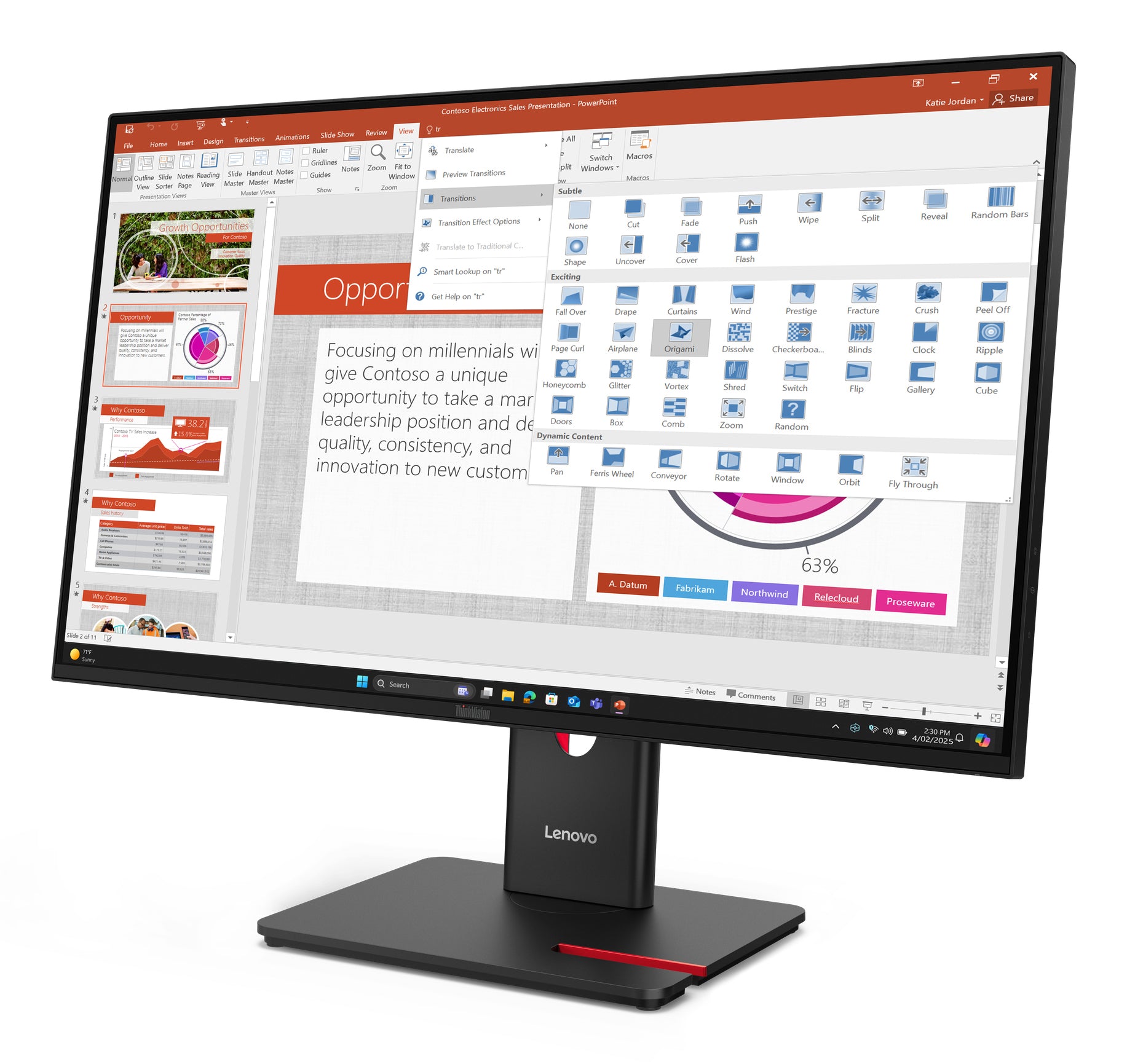 Lenovo ThinkVision T27-40 – Monitor, 27", 1920 × 1080 (Full HD), IPS