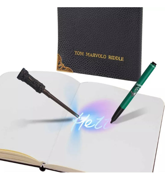 Amscan Tagebuch Tom Riddles geheimes Tagebuch – mit UV-Stift – 210 × 140 mm – Hardcover, schwarz/grün