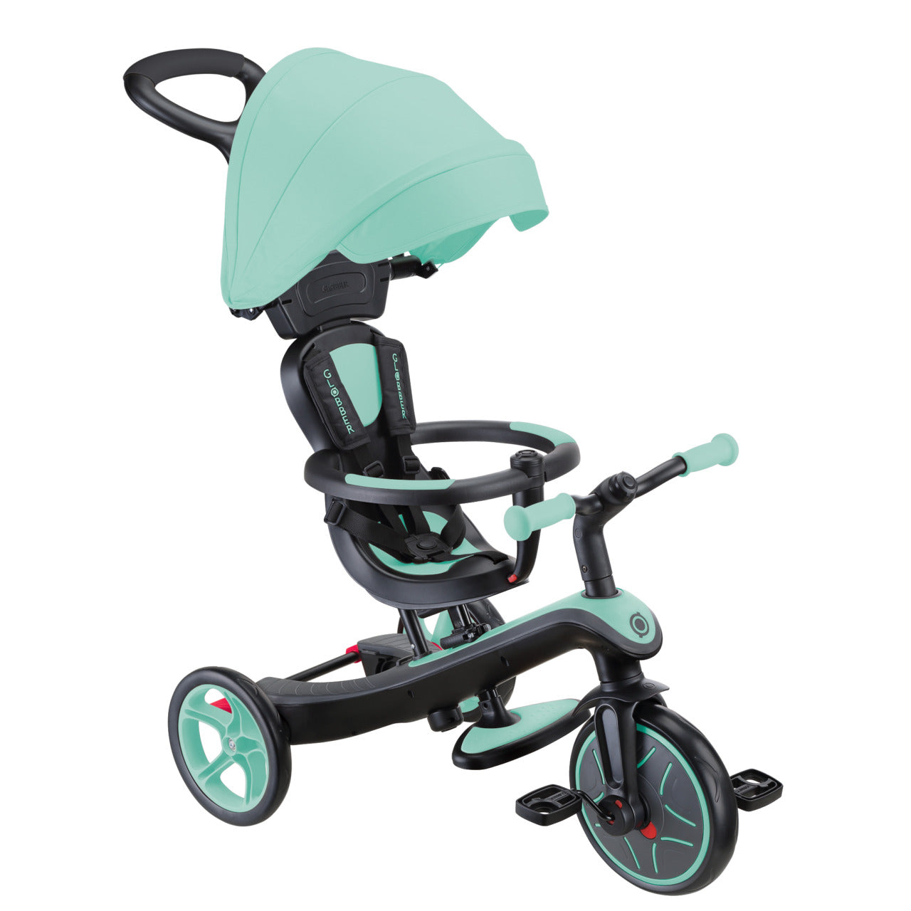 Globber Explorer 4-in-1 Dreirad – Gurt, Schiebestange, verstellbarer Sitz – ab 10 Monaten