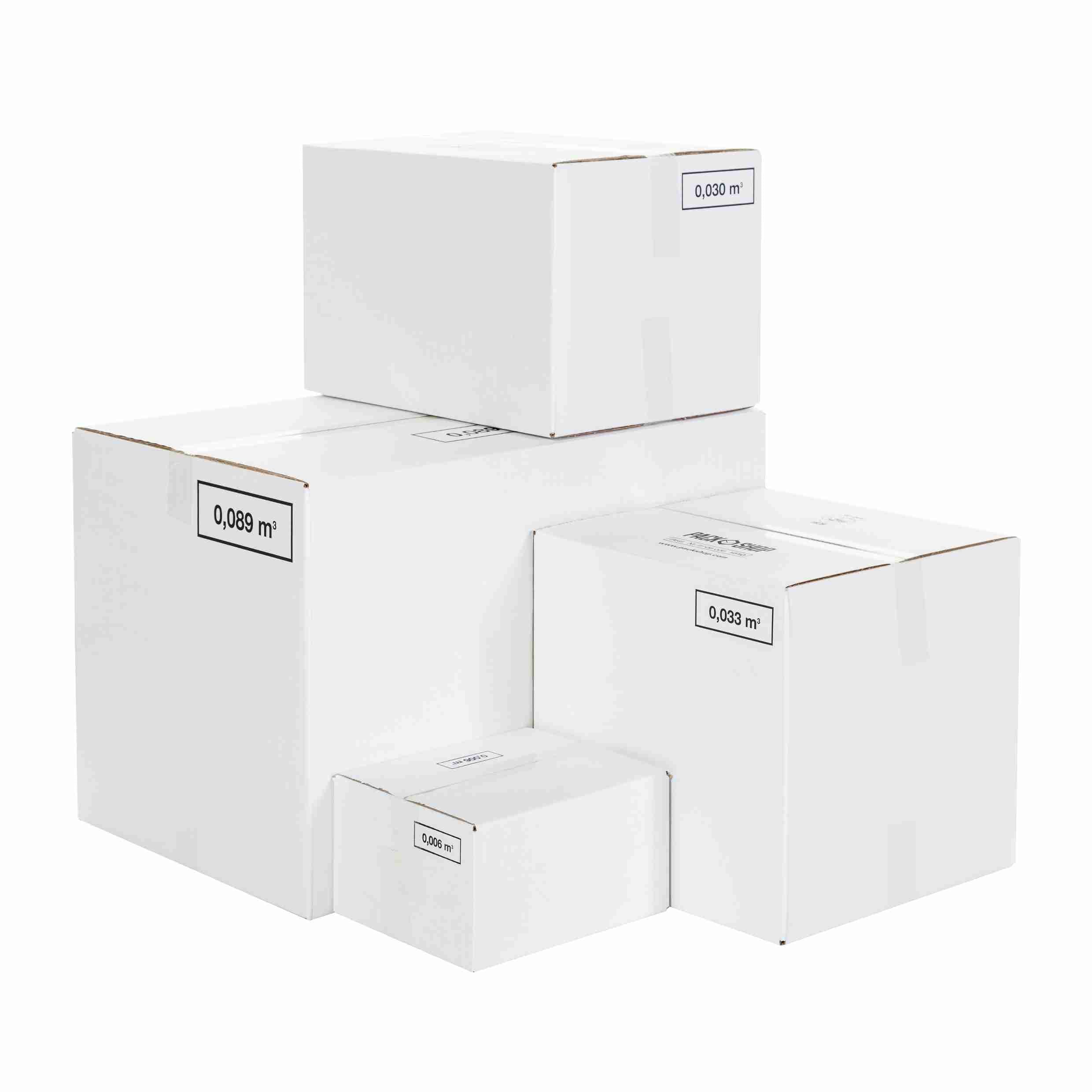 Model Faltschachtel – 320 × 320 × 308 mm, weiss, selbstklebend – 1 Palette (600 Stk.)