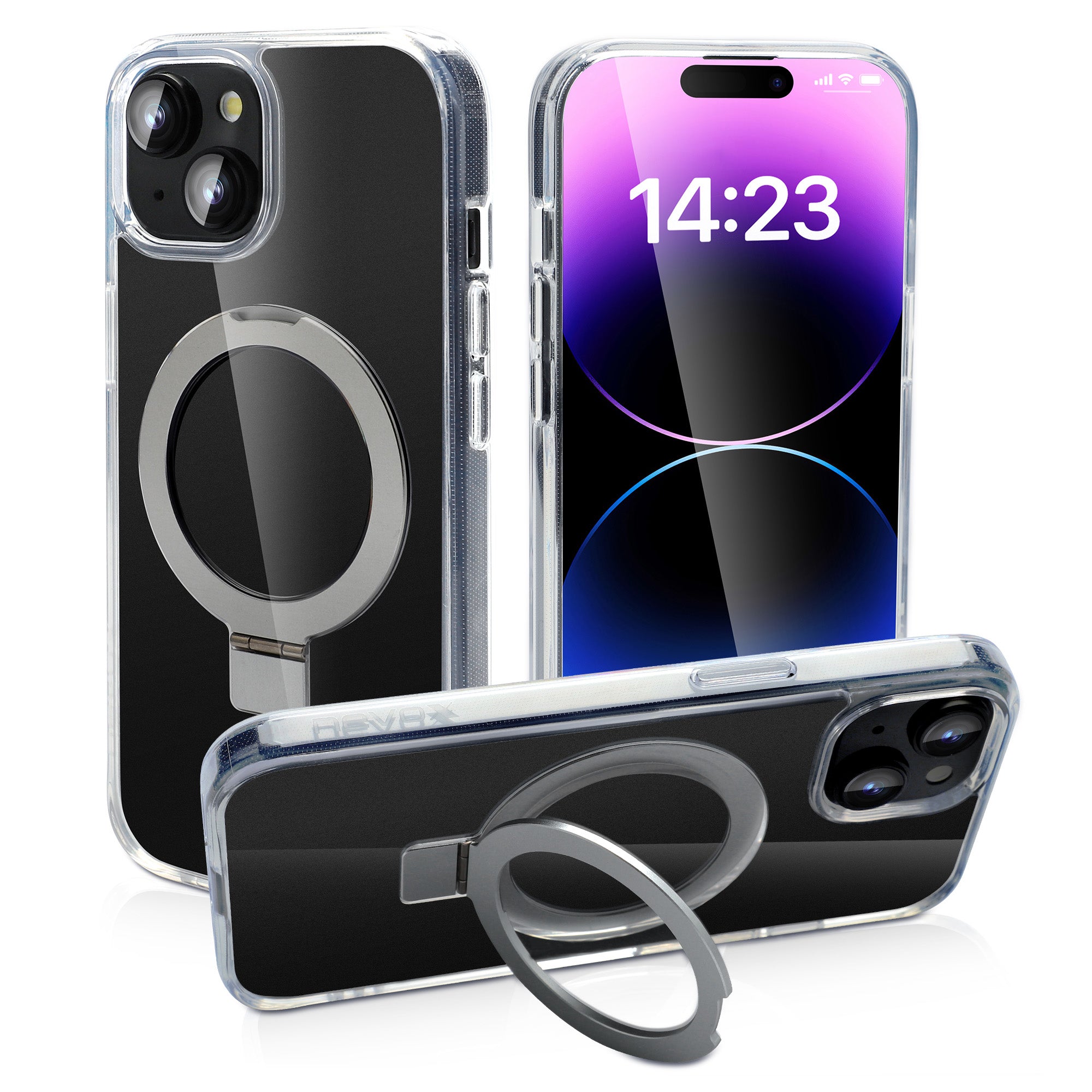 nevox StyleShell SHOCKFlex Backcover – für Apple iPhone 15 Plus, MagSafe, PC+TPU, Transparent