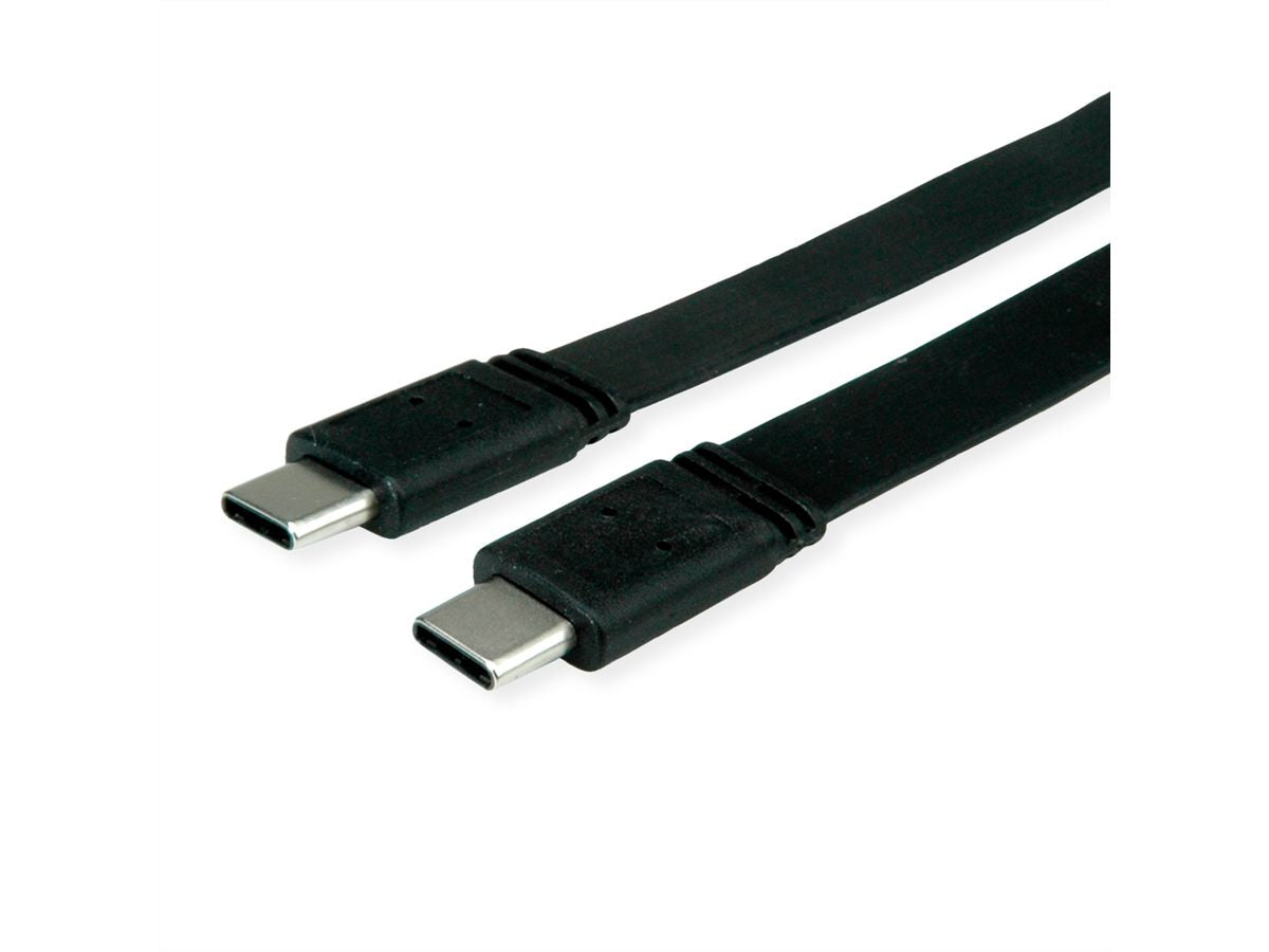 VALUE USB-C auf USB-C Kabel – USB4 40 Gbit/s – 0,5 m – PD 100 W – extra-flach – Schwarz