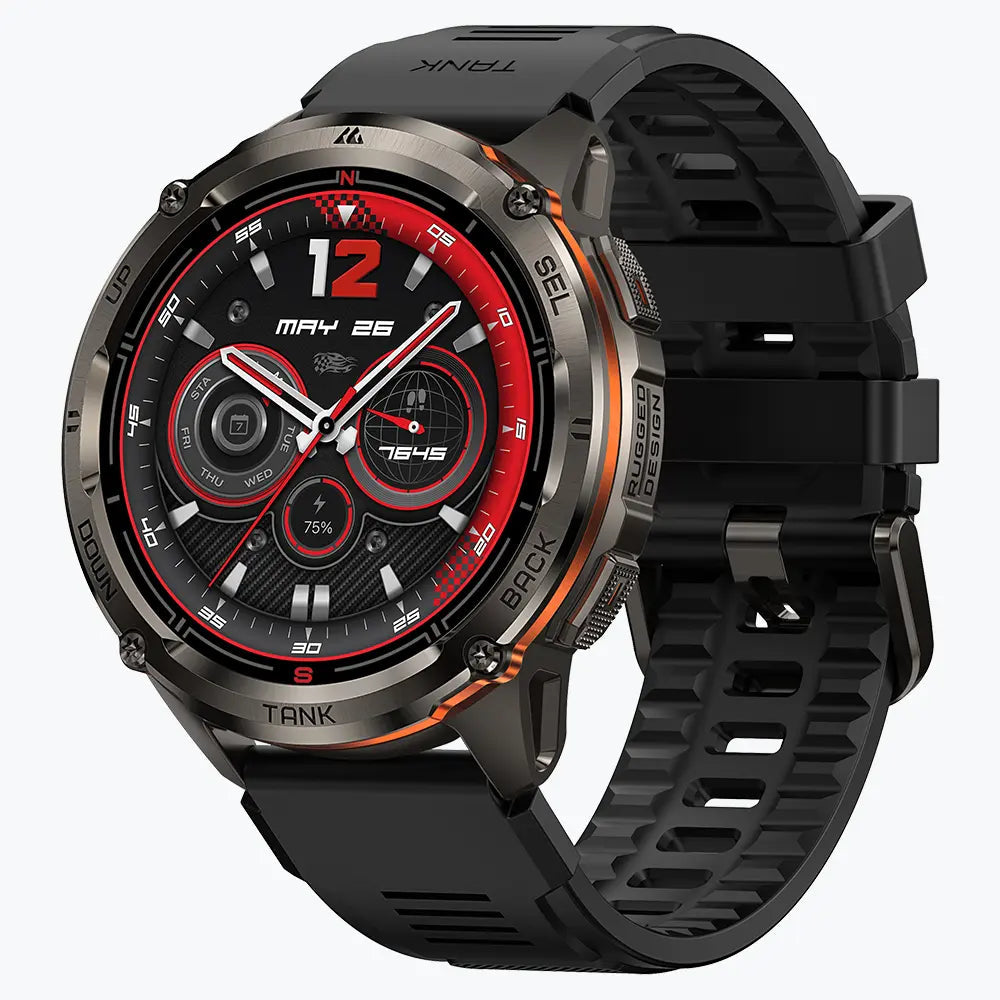 Kospet Tank T3 Ultra 2 48 mm GPS – Silikon Schwarz, Sportband Schwarz, 50 m, für iPhone