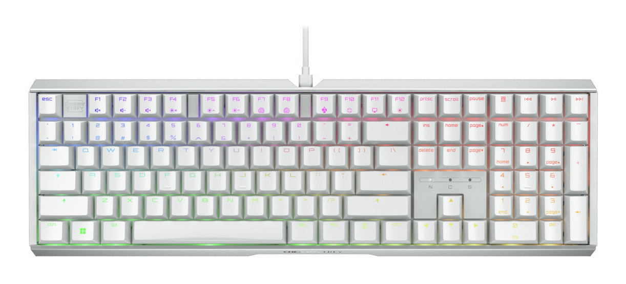 CHERRY XTRFY MX 3.1 – Gaming-Tastatur – Mechanisch (Cherry MX2A Brown) – Kabelgebunden – USB-A – RGB – Weiss