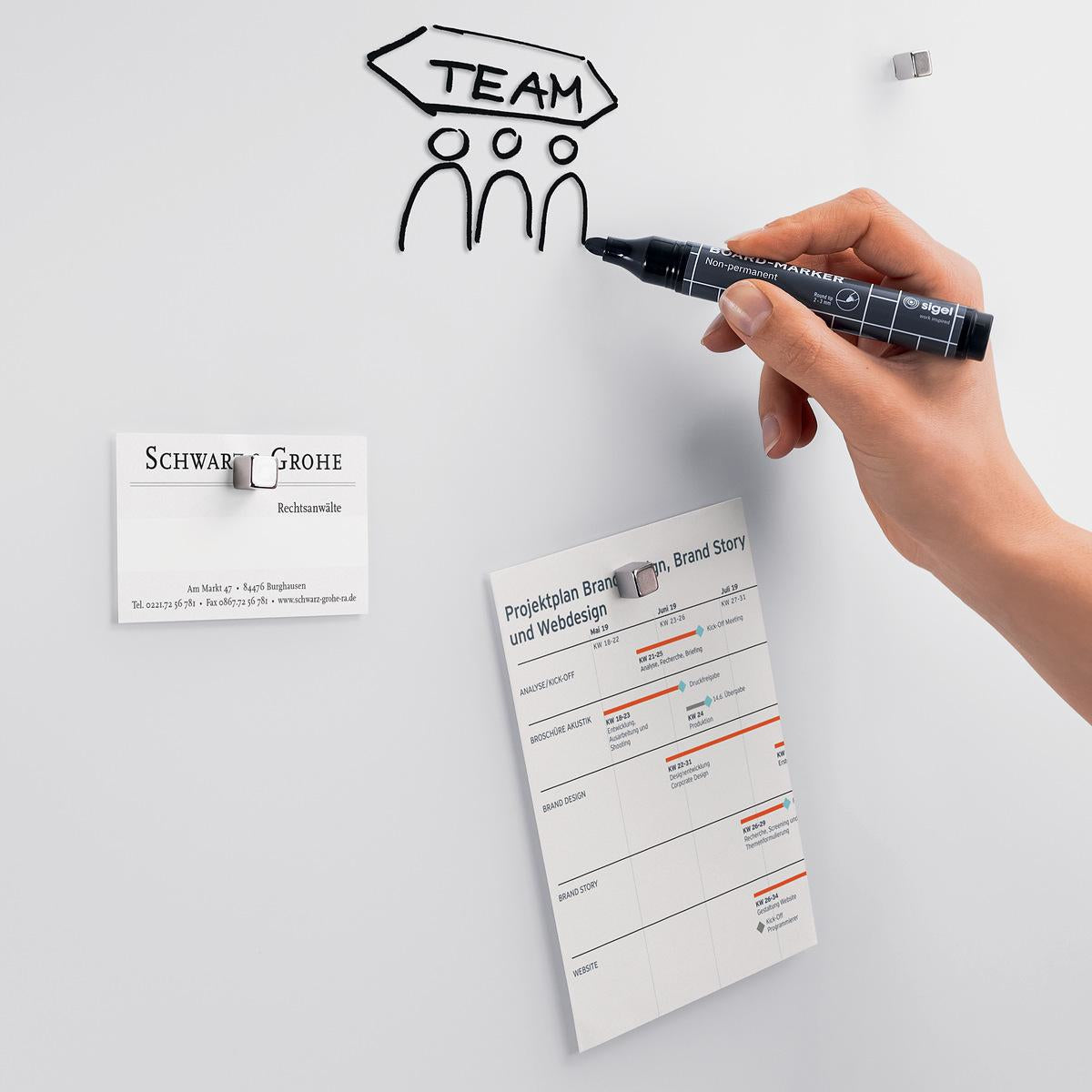 Sigel Whiteboard – 91 × 46 cm, Glas, magnetisch, Wandmontage, inkl. Magnete, Montagesatz
