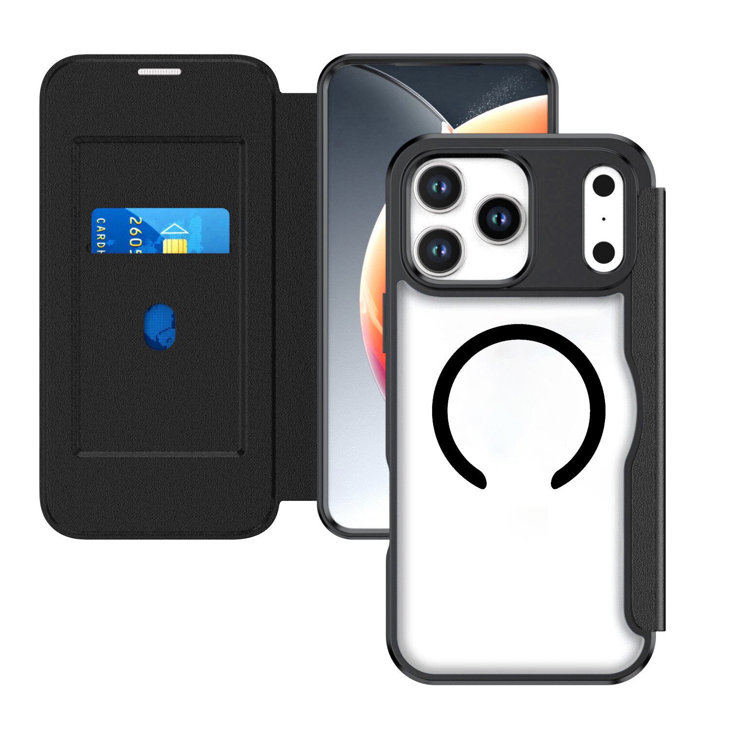 4smarts Urban Pro Folio – für Apple iPhone 17 Pro Max, MagSafe, mit Kartenfach, PU, Schwarz
