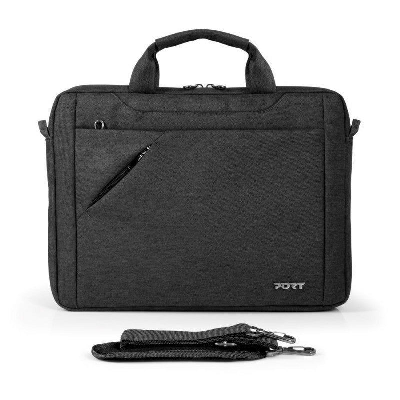 Port Designs Sydney Notebook-Tasche bis 14" – Gepolstertes Laptopfach, Abnehmbarer Schultergurt – Schwarz