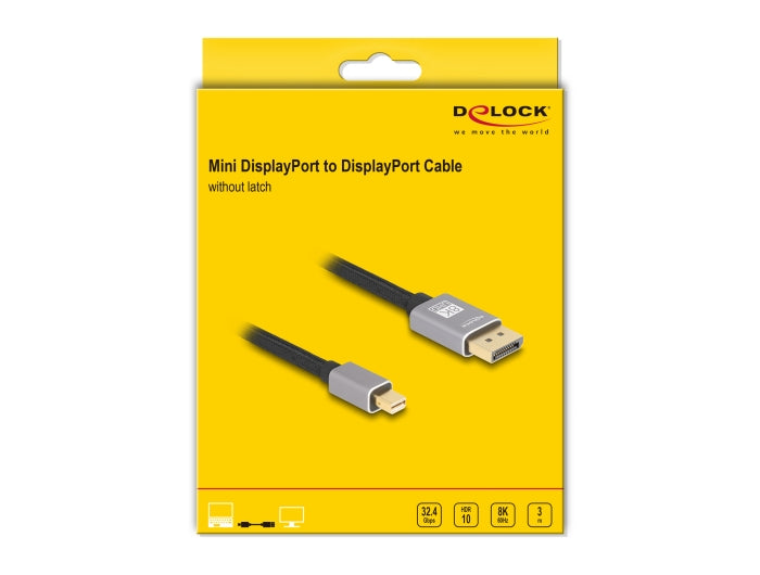 Delock Mini-DisplayPort auf DisplayPort Kabel DP 1.4 8K 60 Hz – 3 m – Grau
