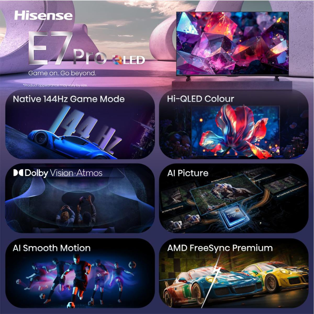 Hisense 43E7S PRO – 43" QLED Fernseher – 4K UHD – VIDAA U9 – 144 Hz – Dolby Vision