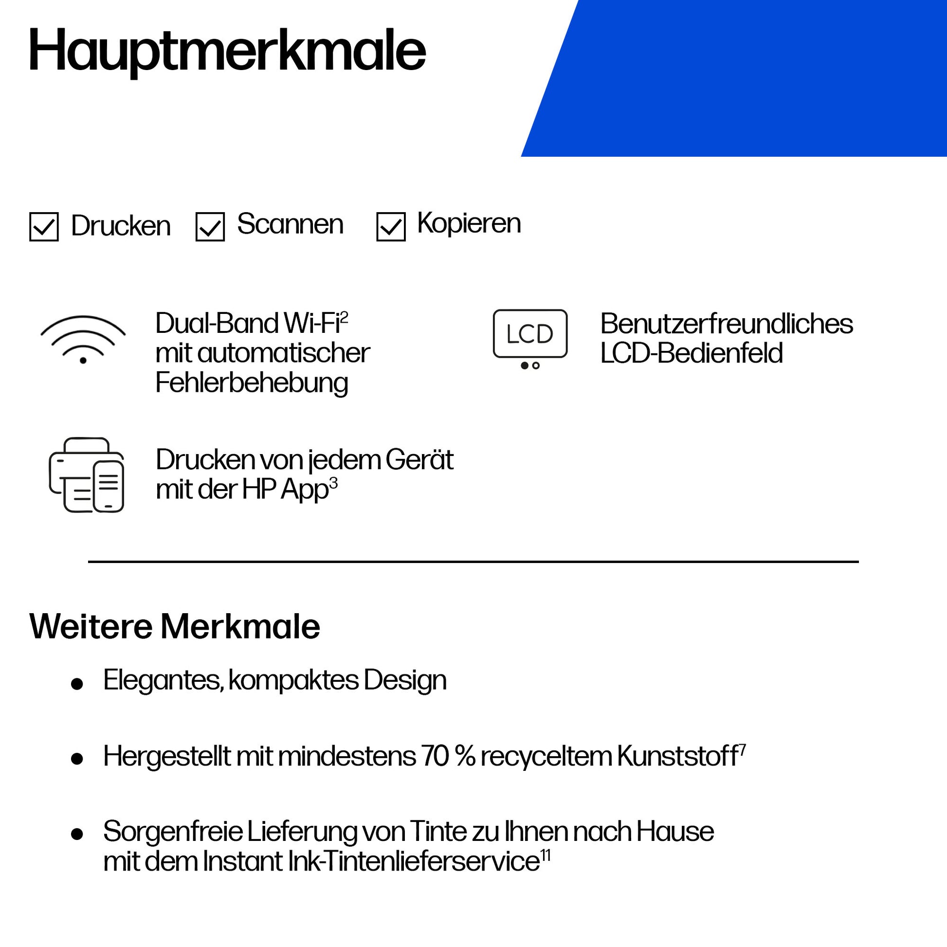 HP DeskJet 2922 – Farbtintenstrahl-Multifunktionsdrucker, A4, 3-in-1, Duplex, WLAN, AirPrint, Mopria