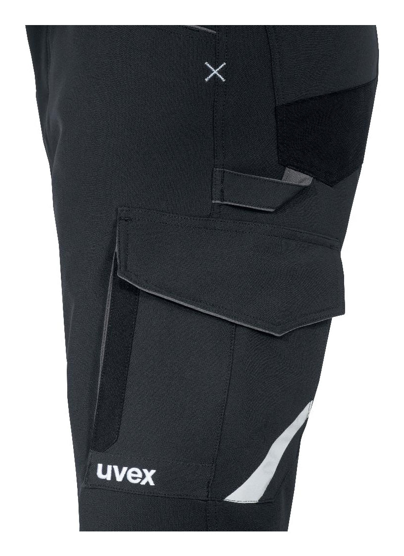 Uvex Cargohose suXXeed craft – Grösse 62 – Graphit, Reflektierend, 4-Wege-Stretch, Knieschutz
