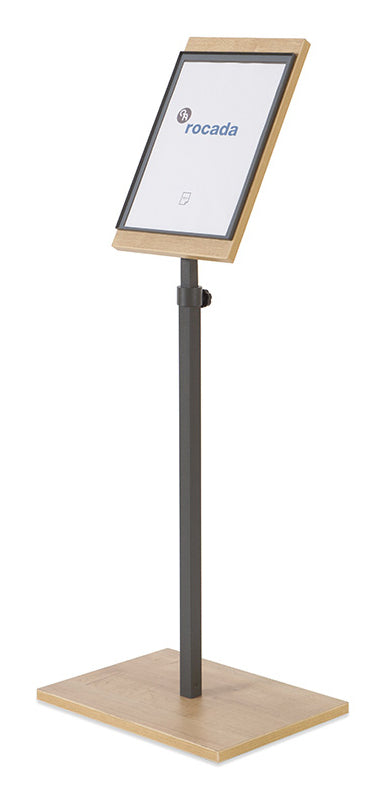 Rocada Boden-Prospektständer – für A4, braun, Holz, 400×300×1400 mm