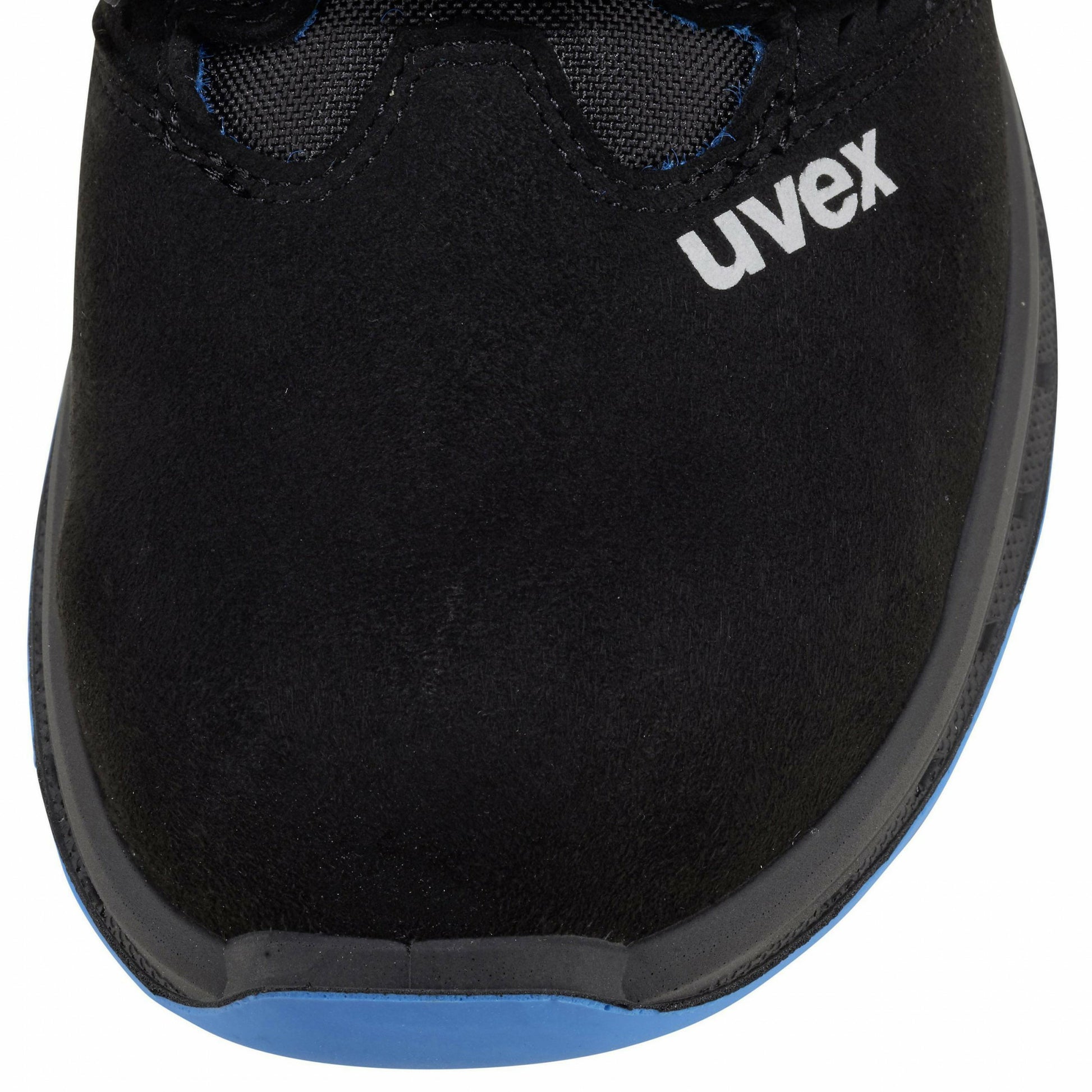 Uvex 2 Trend Sicherheitssandale – S1P, Klettverschluss, Stahlkappe, Schwarz/Blau, Grösse 43