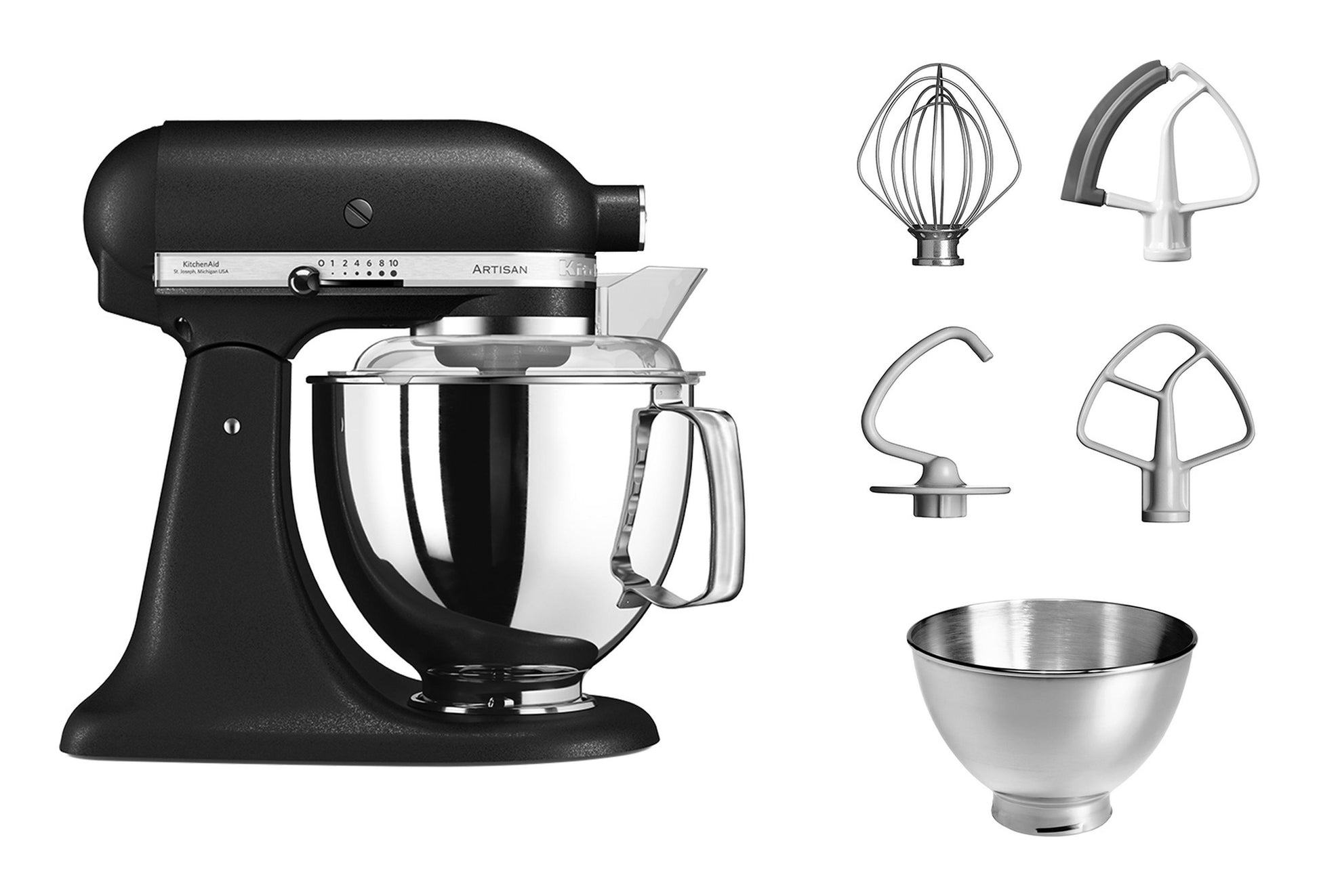 KitchenAid Artisan Standmixer 5KSM175PSEBK – 4,8 l, 10 Stufen, 300 W, Schlagen & Kneten – Schwarz
