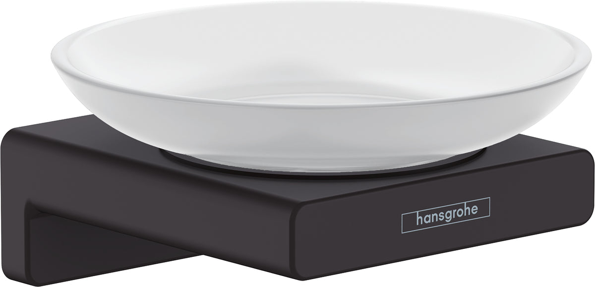 Hansgrohe AddStoris Q Seifenschale – Glas/Metall, 10,7×10,9×5,2 cm, Matt Schwarz