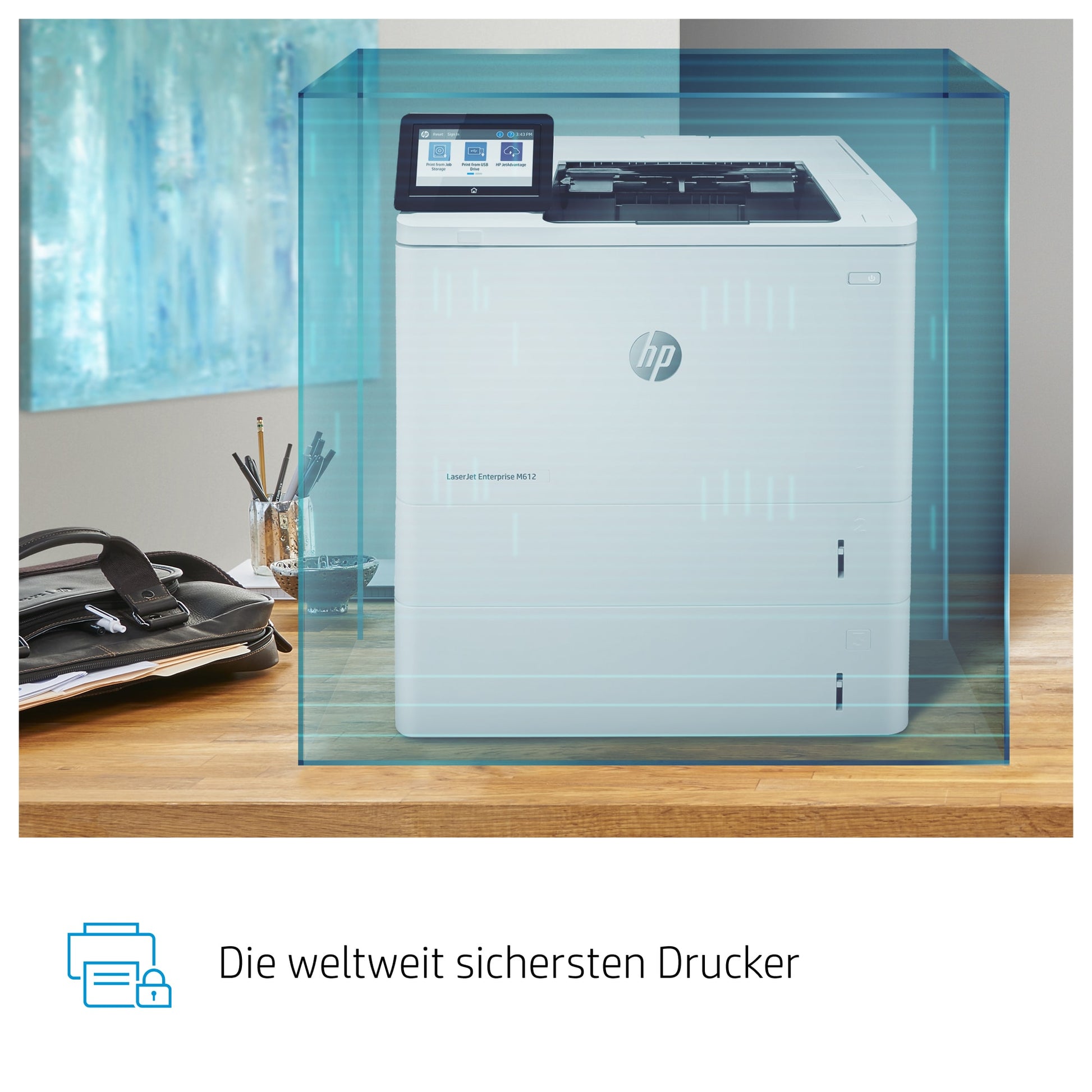 HP LaserJet Enterprise M612dn – A4, S/W, Duplex, 71 S./Min., 1200 × 1200 dpi, LAN/USB, Papier: 650 Blatt