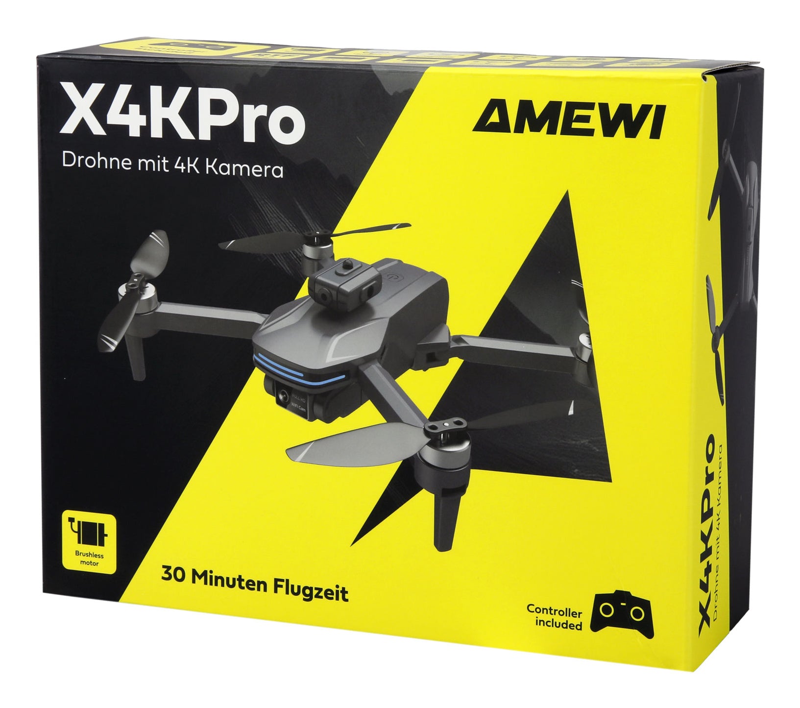 Amewi AMXFlight X4KPro Quadrocopter – 4K, 30 min Flugzeit, 1500 mAh LiPo, inkl. 2 Akkus, grau