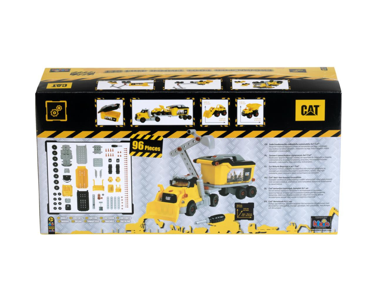 Theo Klein Fahrzeug-Set CAT – 3 Fahrzeuge, 96-teilig – ab 3 Jahren – Kunststoff – grau/schwarz/gelb