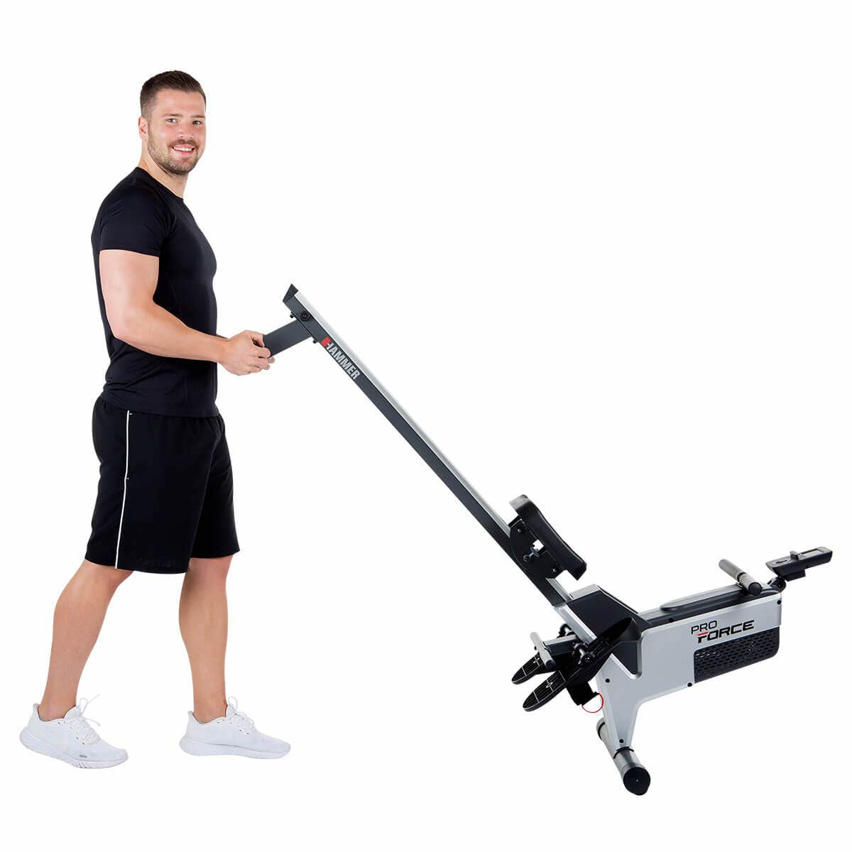 HAMMER Rudergerät Pro Force II, Magnetwiderstand, 120 kg – Schwarz/Silber, Stahl